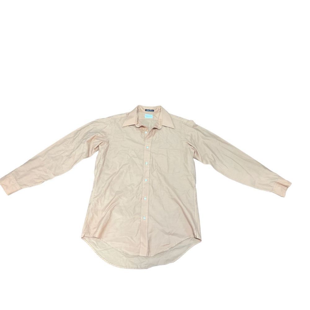 Oscar de la renta peach silken touch button up dress shirt 15 1/2 -3
